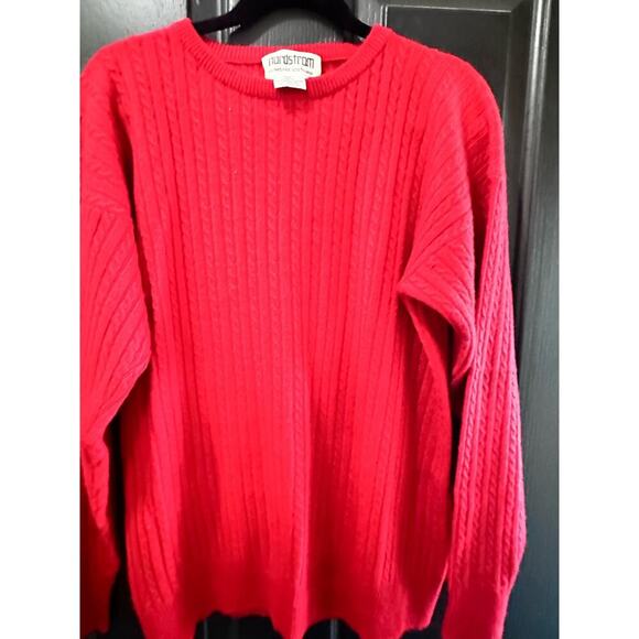 Vintage Nordstrom Red Long Sleeve Cashmere Knit Sweater - Picture 1 of 5